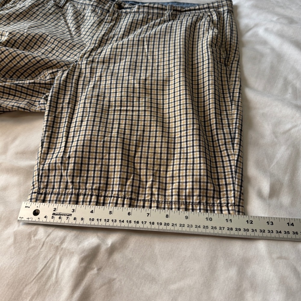U.S. Polo Assn. Plaid Shorts Men's Size 38 Flat‎ Front Casual Tan Black Check - Picture 14 of 15